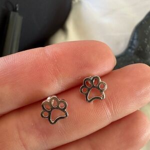Silver Paw Print Earrings